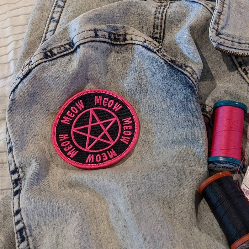 Meow Pentagram Neon Pink Patch