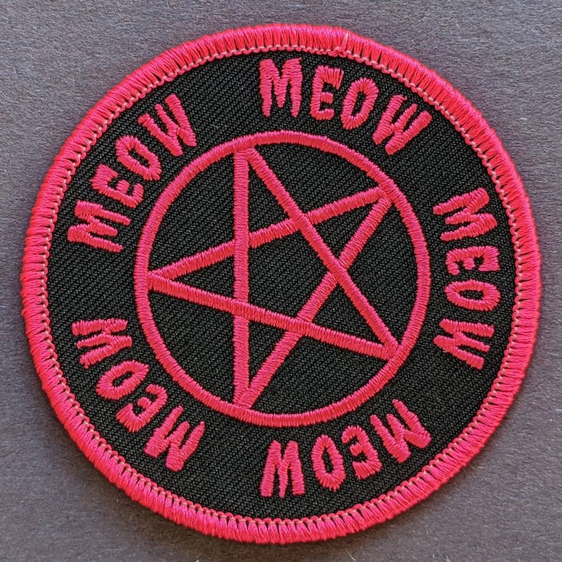 Meow Pentagram Neon Pink Patch