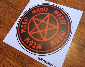 Meow Pentagram laminated vinyl sticker