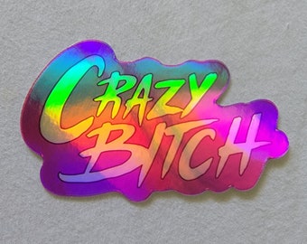 Crazy laminated vinyl sticker in Pink, Red and Holographic