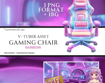 Süßer ästhetischer Gaming Stuhl - V-Tuber Aktivposten - Anime Hintergrund - Ästhetische Dekoration