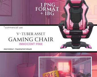 Süßer Schwarz Rosa Gaming Stuhl - V-Tuber Cyber Punk Gegenstand - Anime Sci-Fi Hintergrund - Spieldekoration - Dekoration