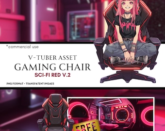 Sci-Fi Black Gaming Chair - V-Tuber Cyber Punk Asset - Anime Sci-Fi Background - Game Decoration - Game asset