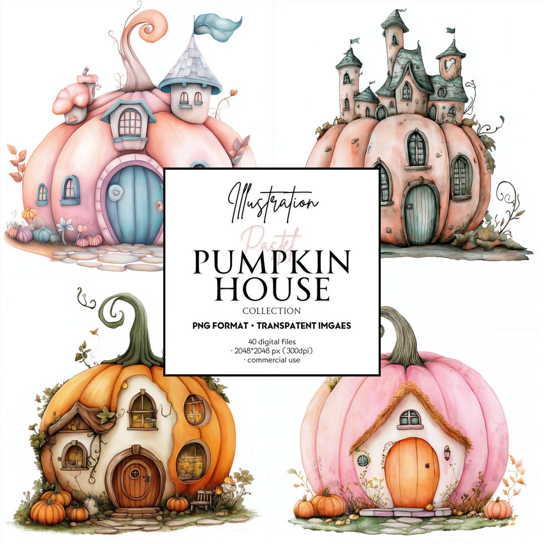 40 Pumpkin Houses Various Shapes and Sizes in Shades of Pink to Orange ...