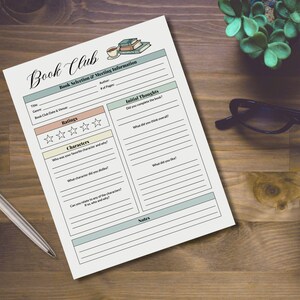 Printable Book Club Discussion, Book Review, Book Club Printables ...