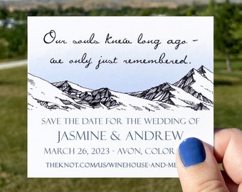 Mountain wedding save the date magnets with envelopes (free ship)