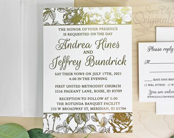 Gold foil wedding invitation