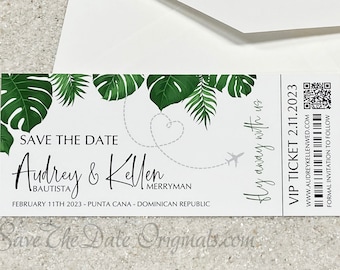 Boarding Pass Save the Date Cards for Destination Wedding
