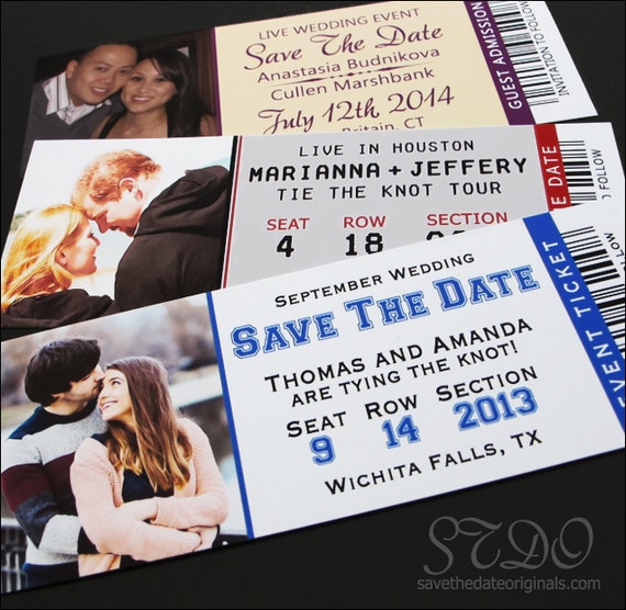 Save the Date Ticket Magnets With White Envelopes free Ship 