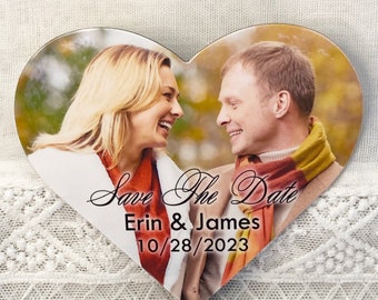 Photo heart shape save the date magnets