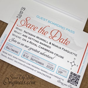 Cruise Wedding Boarding Pass Save the Date Card
