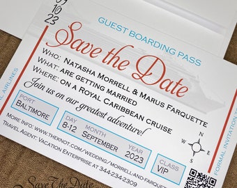 Cruise Wedding Boarding Pass Save the Date Card