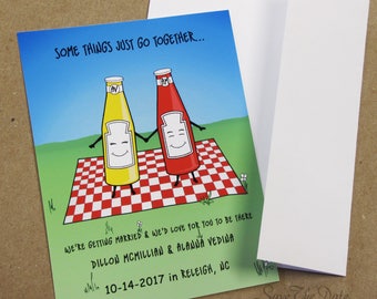 Ketchup & Mustard Couple Fun Save the Date Card