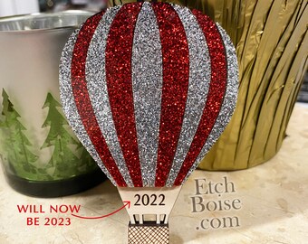 Red and Silver Hot Air Balloon Ornament