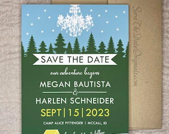 Camping Glamping Wedding Save the Date Cards