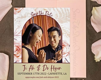 Boho Wedding Photo Save the Date Cards