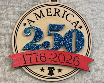America 250th Anniversary Maple Plywood Ornament (1776-2026) Liberal