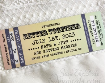 Wedding Save the Date Tickets, Retro