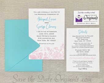 Plantable Wedding Invitation with Details Card, Seed Card Stock