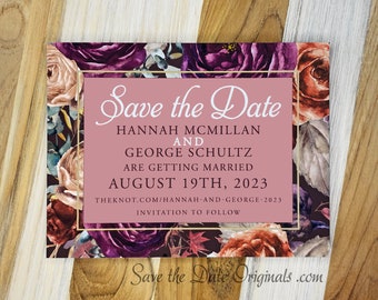 Autumn Boho Flowers Wedding Save the Date Card