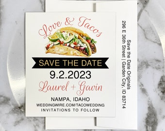 Taco wedding save the date magnets with envelopes (free ship)