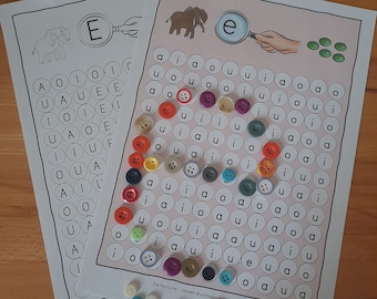 Alphabet Learning Game A-Z: Search & Sort Activity with Buttons and Glass Gems for Preschool and Elementary School (Download, English)