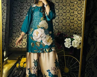 Pure Natural Crep Silk With  Digital Print With Full Sleeve