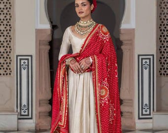 Designer And Elegance Gown In Three Piece With Printed Bandhni Dupatta