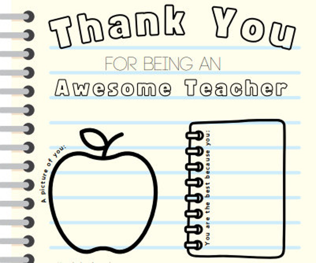 Teacher Appreciation Note, Editable Note, Awesome Teacher - Etsy