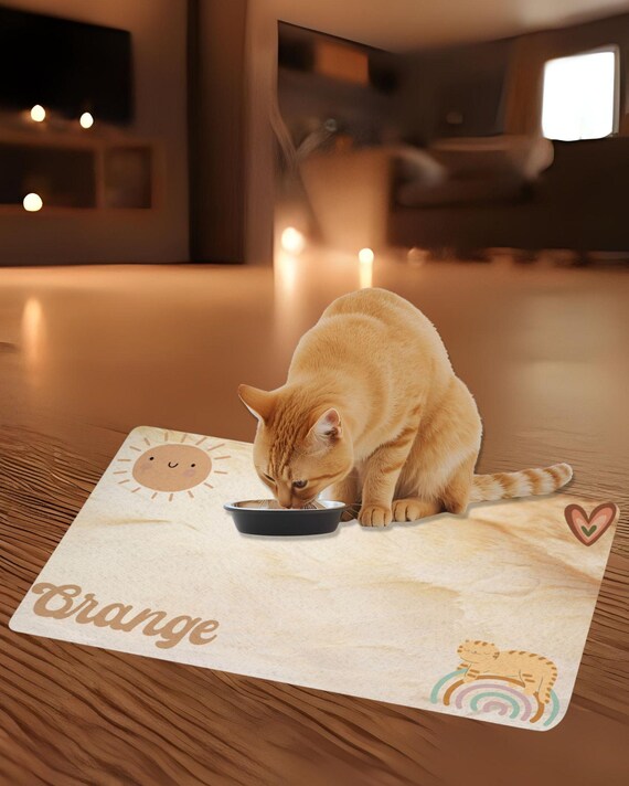 Personalized Cat Feeding Mat: Boho Style Non-slip Pet Placemat