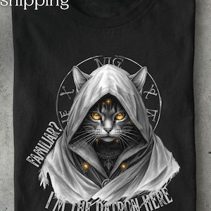 Vertrauter Gönner Katzen Shirt, lustiges D&D Hexenmeister Katzen T-Shirt, Dungeons Katzen Shirt, Tabletop RPG Shirt, Magische Hexen Katzen Shirt, Dungeon Meister Geschenk