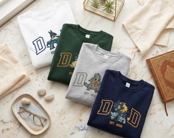 Personalized PokaDad Character Embroidered Sweatshirt, Custom Anime Sweatshirt, First Father's Day Gift for Dad
