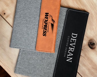 Custom Business Logo Portfolio, Custom Engraved Padfolio, Personalized Logo Notepad Holder, Business Gift, Boss Gift, Corporate Gifts