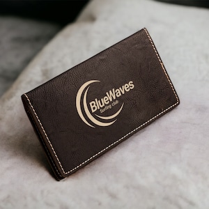 Customized Logo Checkbook Cover, Personalized Logo Checkbook Holder, Company Logo Leather Checkbook, Corporate Gift, Customer Gift