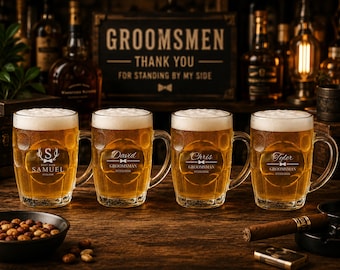 Engraved Groomsman Beer Mug | Personalized Dimple Beer Stein | Custom Best Man Gift | Groomsmen Proposal Mug | Bachelor Party Gift