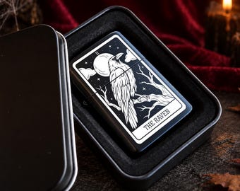 Personalized Halloween Tarot Lighter, Engraved Gothic Lighter, Spooky Witch Gift, Halloween Accessories