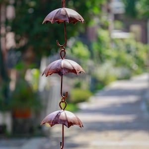Customizable Metal Hanging Umbrella Rain Chain, Wind Chimes,Garden/Tree/Patio/Balcony/Yard Art Decor ,Gift for Home,Metal art Housewarming