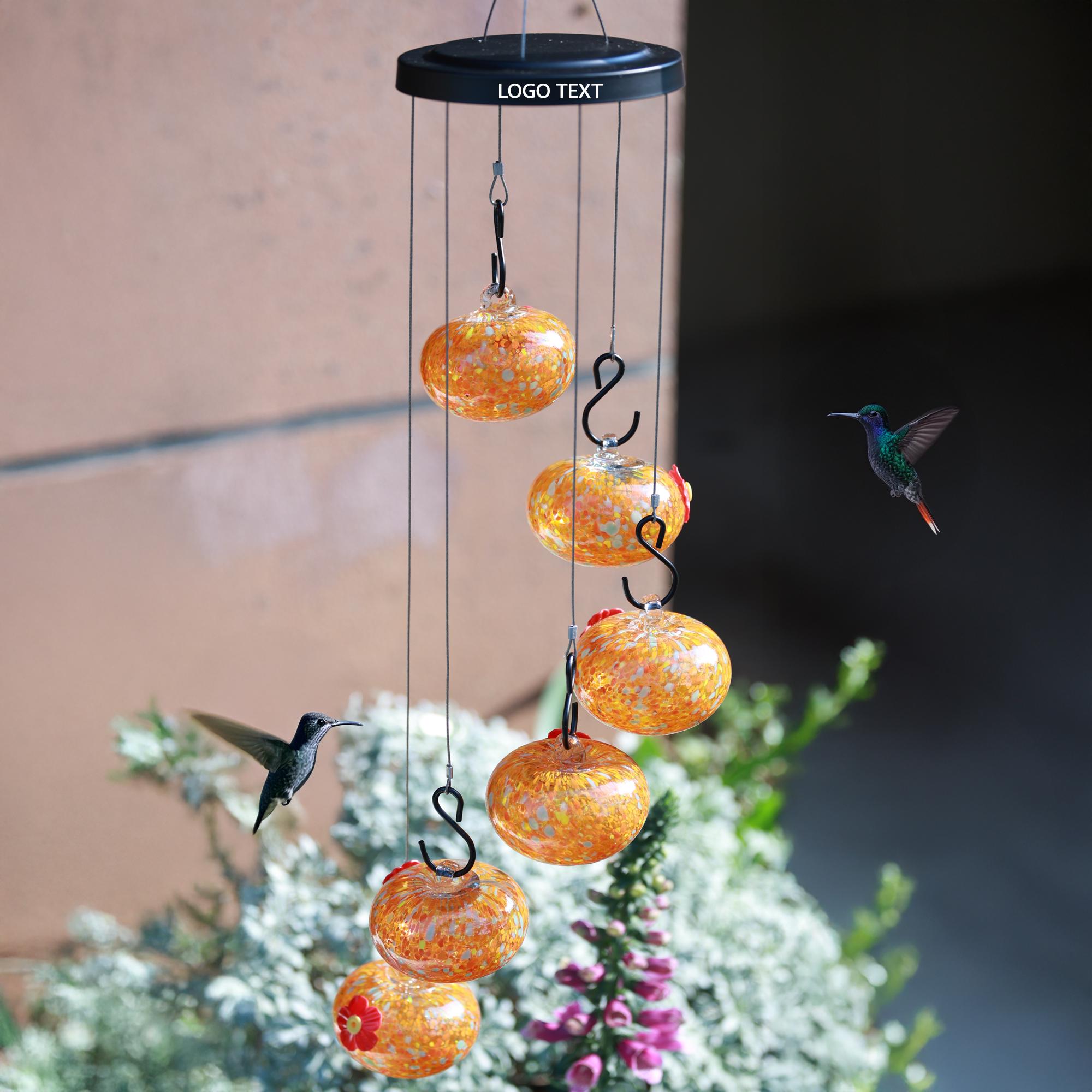 5-stationiger Kolibri-Futterspender Aus Mundgeblasenem Glas – Blau, Mit Aufhängevorrichtung
