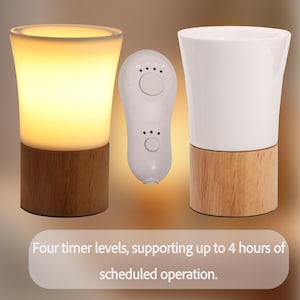 Customizable Ceramic & Wood Fragrance Candle Warmer Lamp with Timer,Brightness Control,Wax Melt Warmer for Scented Candles with 1 Wax Cube