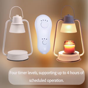 Customizable White Iron Lantern Glass Shade Candle Warmer Lamp Adjustable Brightness & Timer,Wax Melt Warmer for Jar Scented Candles
