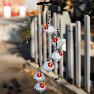 Customized White Hand-Blown Glass Hummingbird Feeder with Chain Suspension(Set of 6) -Never Leak Bird Waterer-Perfect for Nature Lovers