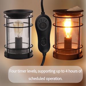 Customizable Industrial Style Glass & Iron Scented Candle Warmer Lamp with Timer– Brightness Control,Wax Melt Warmer with 1 Wax Cube