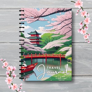 Spiral Bound Travel Journal - Japan Cherry Blossoms Kyoto Tokyo Japanese Temple