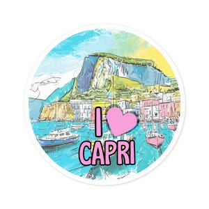 I Love Capri Sticker - Capri Italy - World Travel Stickers Laptop Aesthetic Water bottle Decal
