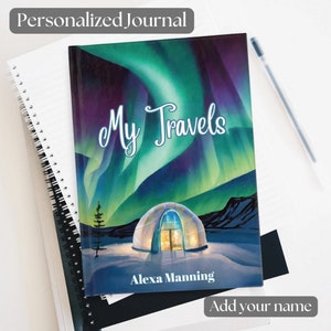 Personalized Custom Hardcover Travel Journal - Northern Lights Ice Hotel - Iceland Norway Tromso Canada Diary Gift