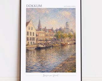 Dokkum väggkonst, impressionistiskt resetryck (oramat, halvblankt)