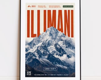 Illimani print : mountain poster for climbers and mountaineers poster