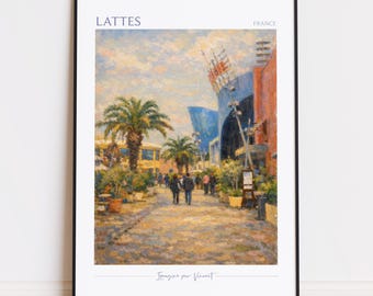 Lattes Druck - Lattes Kunst - Lattes Poster - Lattes Malerei Frankreich Reiseplakat
