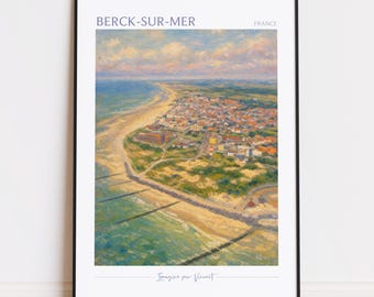 Berck-sur-Mer Druck - Berck-sur-Mer Kunst - Berck-sur-Mer Poster - Berck-sur-Mer Gemälde Frankreich Reiseplakat