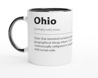 Taza "Orgullo de Ohio": Divertida taza de café de cerámica con la definición del estado.